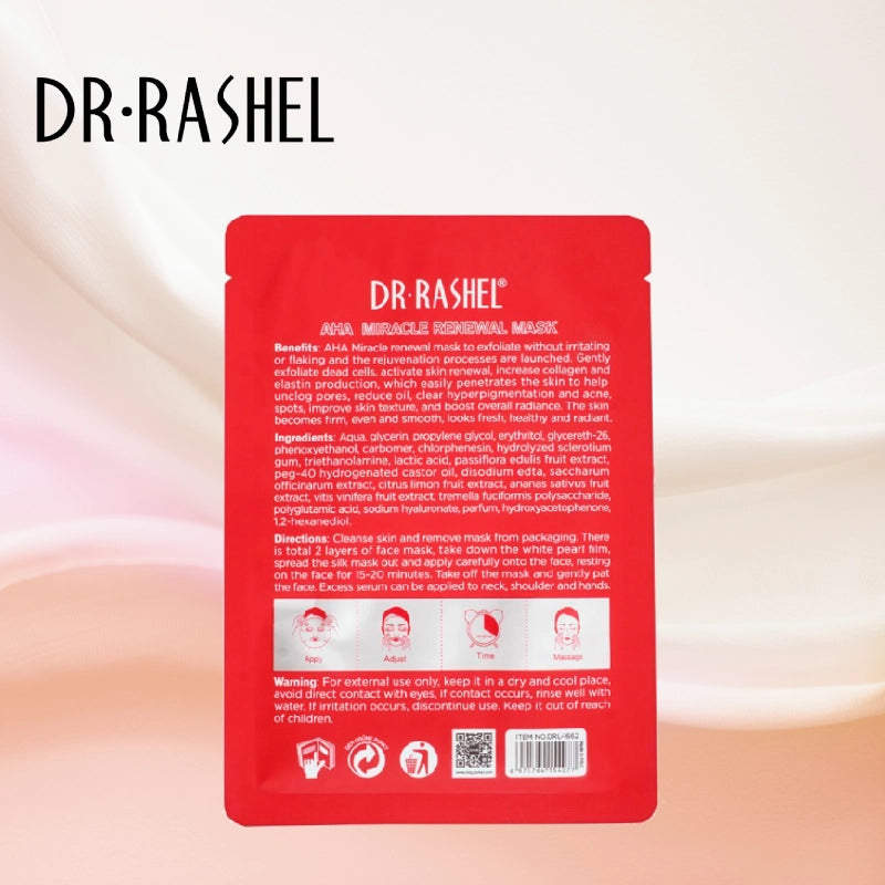 Dr Rashel Alpha Hydroxy Acid AHA Miracle Renewal Mask Sheets Pack Of 5 Dr Rashel Alpha Hydroxy Acid AHA Miracle Renewal Mask Sheets Pack Of 5