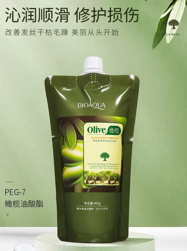 Bioaqua Olive Extract Hair Film Improve Frizzy Smooth Hair 400g Bioaqua Olive Extract Hair Film Improve Frizzy Smooth Hair 400g