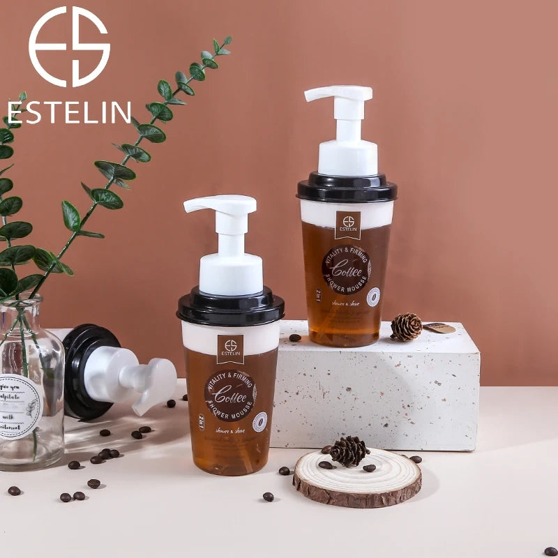 Estelin Cappuccino coffee shower mousse Moisten, relieve skin, clean, cool and refreshing by Dr.Rashel - 370ml Estelin Cappuccino coffee shower mousse Moisten, relieve skin, clean, cool and refreshing by Dr.Rashel - 370ml