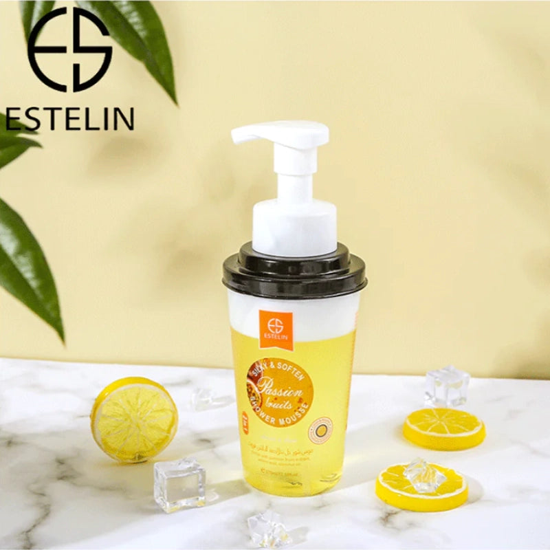 Estelin Passion fruits shower mousse Moisten, relieve skin, clean, cool and refreshing by Dr.Rashel - 370ml Estelin Passion fruits shower mousse Moisten, relieve skin, clean, cool and refreshing by Dr.Rashel - 370ml