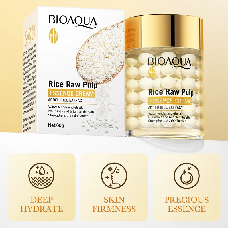 BIOAQUA Rice Raw Pulp Nourishes Brighten Essence Cream 60g BIOAQUA Rice Raw Pulp Nourishes Brighten Essence Cream 60g