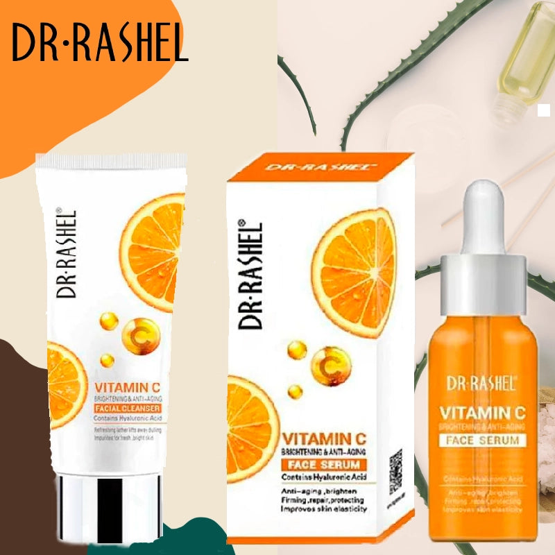 Dr.Rashel Vitamin C Brightening & Anti Aging Face Serum + Facial Cleanser - Pack Of 2