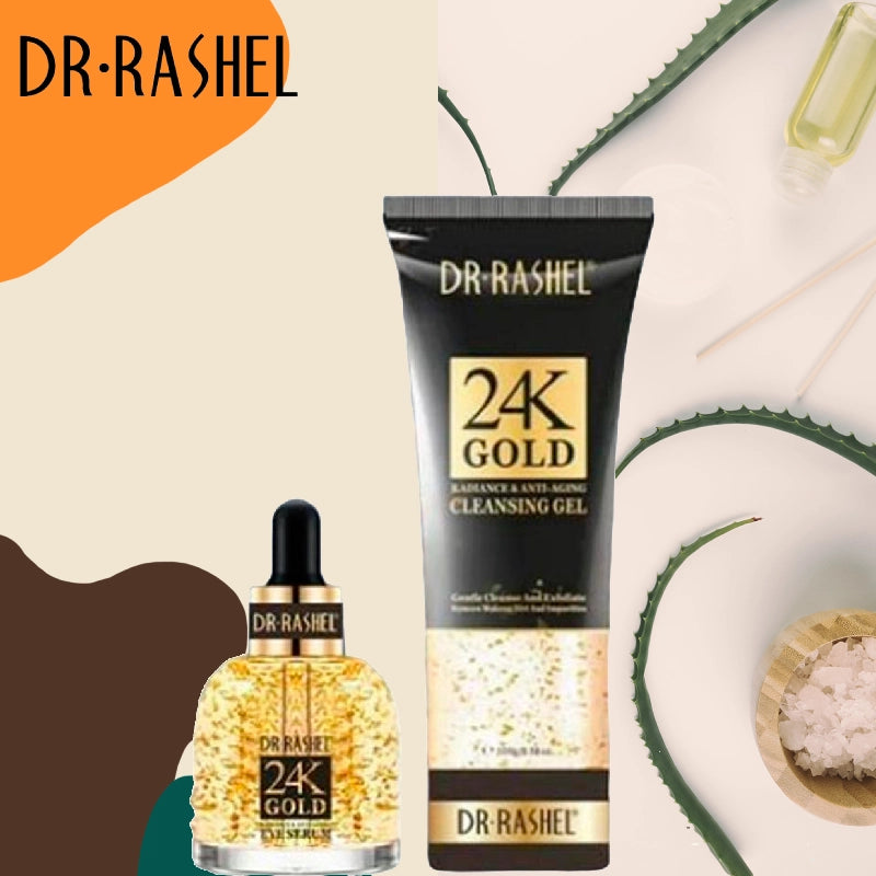 Dr.Rashel 24K Gold Radiance & Anti-Aging Cleansing Gel + Eye Serum - Pack Of 2