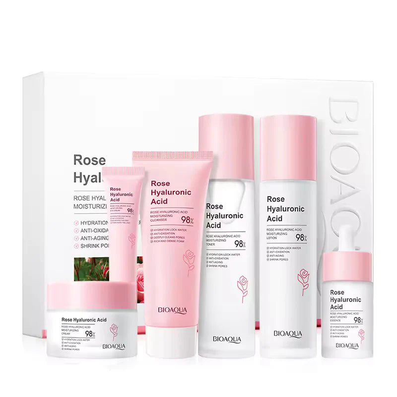 Bioaqua Rose Hyaluronic Acid Moisturizing 6 Pcs Skin Care Set