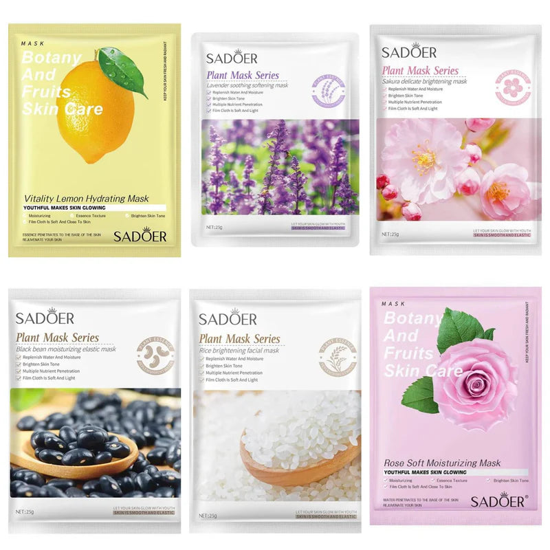 SADOER Pack of 6 Soothing Brightening Face Sheet Mask