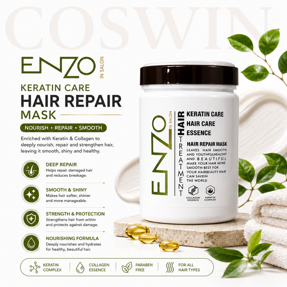ENZO Keratin Care Hair Repair Mask – Collagen Essence Deep Hair Treatment for Smooth & Healthy Hair