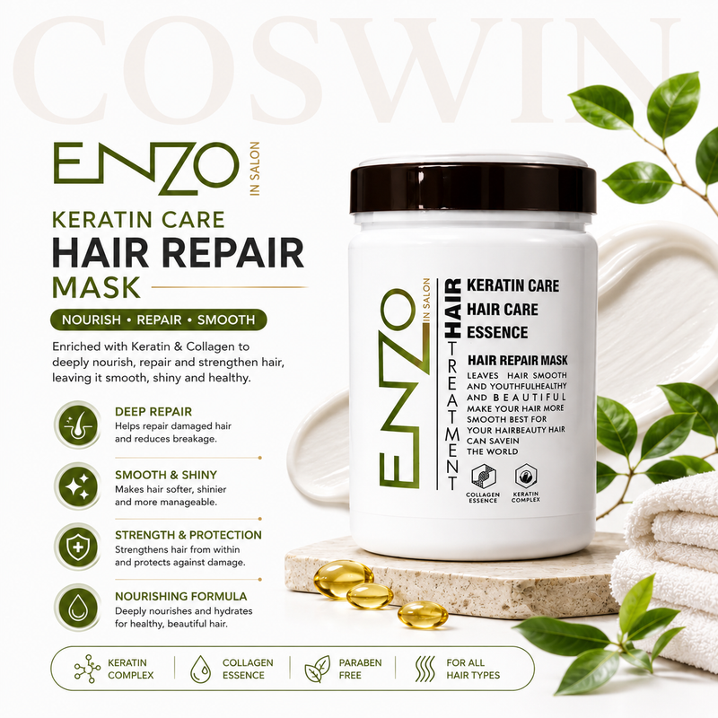ENZO Keratin Care Hair Repair Mask – Collagen Essence Deep Hair Treatment for Smooth & Healthy Hair