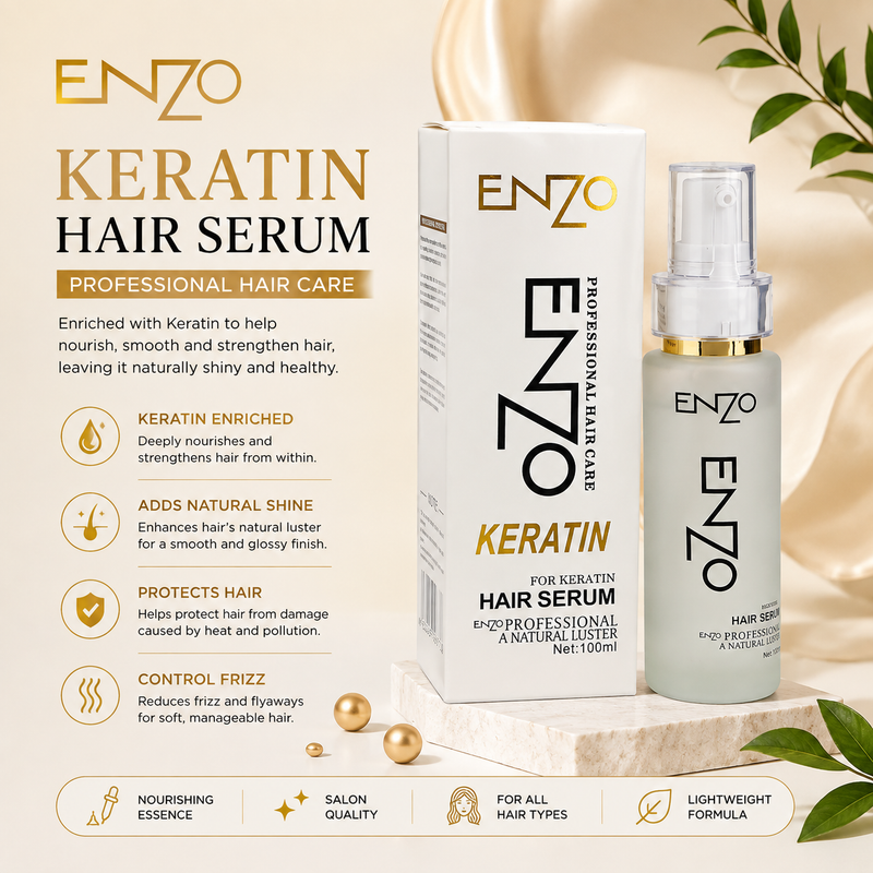 ENZO Professional Keratin Hair Serum – Smooth, Shiny & Frizz Control Hair Care