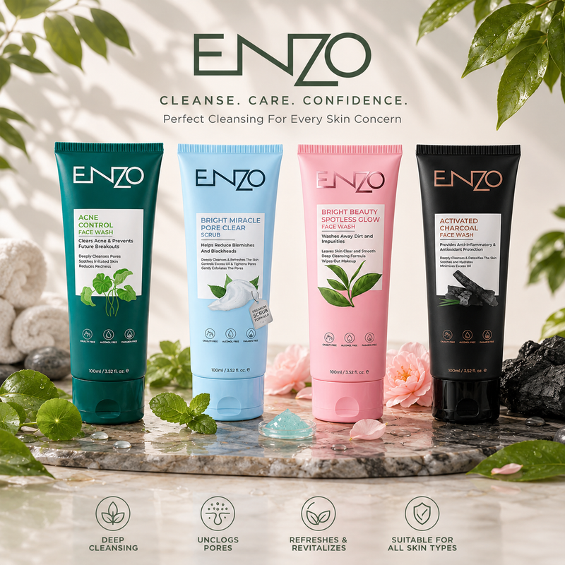 ENZO Advanced Skincare Face Wash – Activated Charcoal, Spotless Glow, Pore Clear & Acne Control