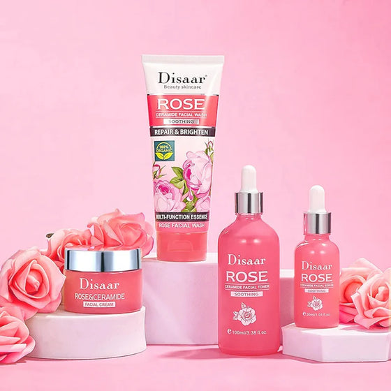 Disaar Pack of 4 Rose Ceramide Repair and Brightening Skin Care Set