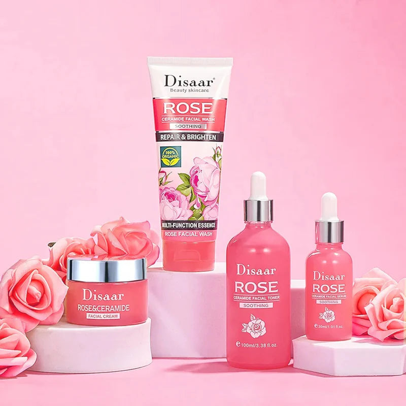 Disaar Pack of 4 Rose Ceramide Repair and Brightening Skin Care Set