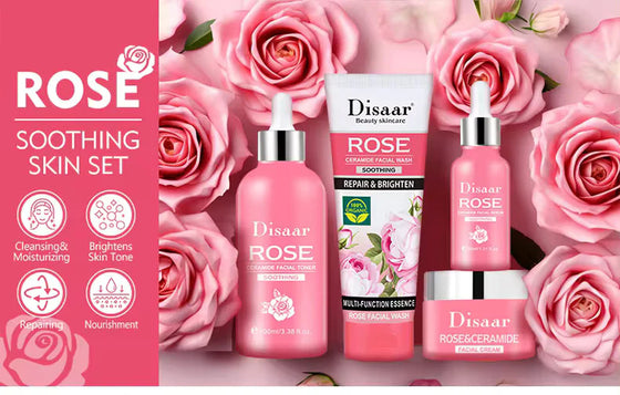 Disaar Pack of 4 Rose Ceramide Repair and Brightening Skin Care Set