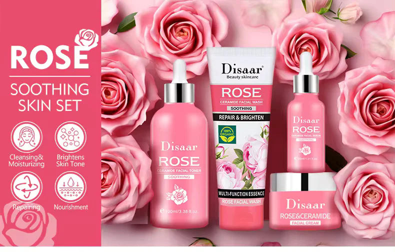 Disaar Pack of 4 Rose Ceramide Repair and Brightening Skin Care Set
