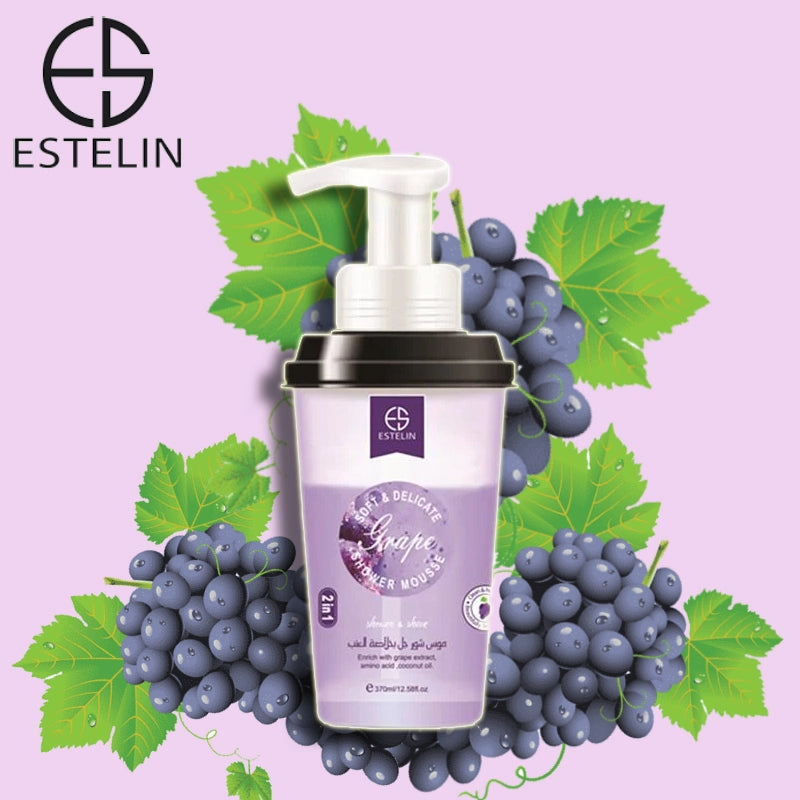 Estelin Grape shower mousse Moisten, relieve skin, clean, cool and refreshing by Dr.Rashel - 370ml
