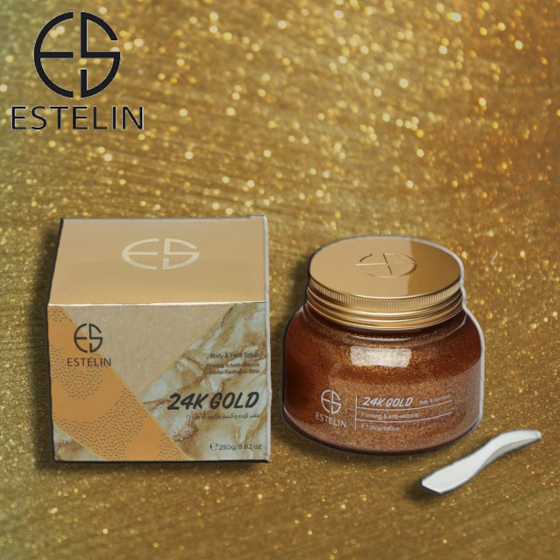Estelin 24K Gold Firming & Anti Wrinkle Face & Body Scrub by Dr Rashel - 250g