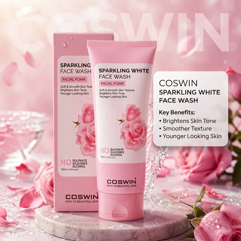 COSWIN Sparkling White Face Wash Facial Foam – Brightening & Gentle Exfoliating Formula