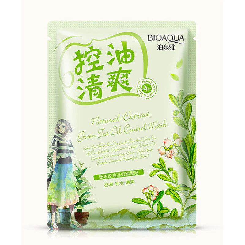 BIOAQUA Green Tea Extract Plant Essence Facial Sheet Mask