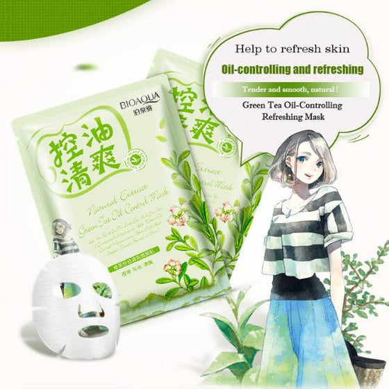 BIOAQUA Green Tea Extract Plant Essence Facial Sheet Mask