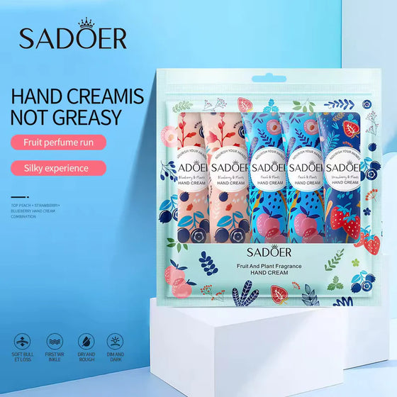 Sadoer Pack of 5 Fruit & Plant Extract Moisturizing Hand Cream