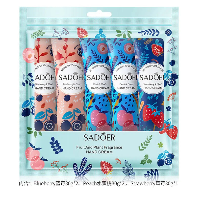Sadoer Pack of 5 Fruit & Plant Extract Moisturizing Hand Cream