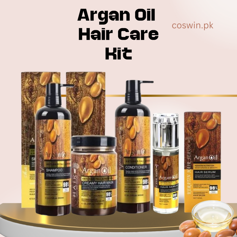 Argan Oil Anti-Hair Fall Creamy Hair Mask & Shampoo Conditioner Oil Serum (98% Repair Damage Hair)-1000ml