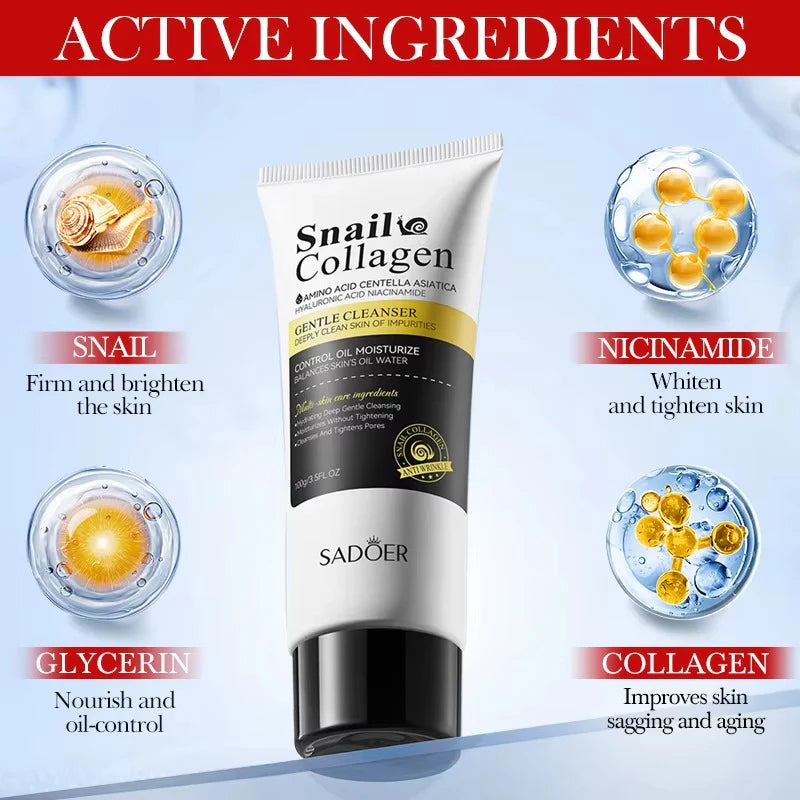 SADOER Snail Collagen Amino Acid Facial Claenser