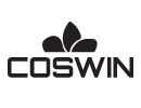 Coswin Logo image Featuring semi lotus flower design and text