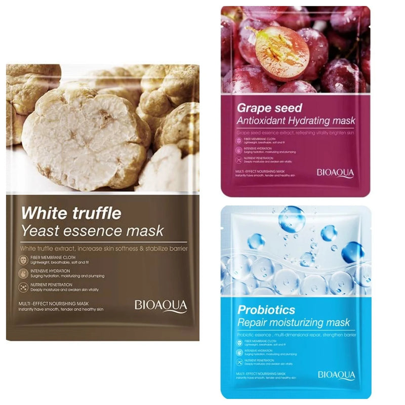 Bioaqua Pack of 3 Multi-Effect Nourishing Smooth Moisturizing Facial Sheet Mask