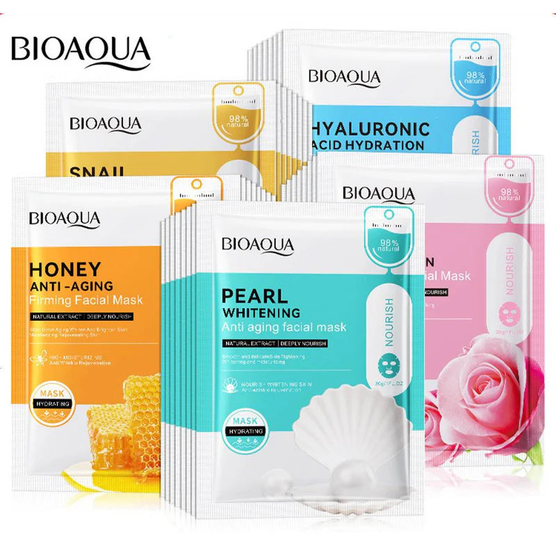Bioaqua Pack of 5 Whitening Anti-Wrinkle Nourish Moisturizing Facial Sheet Mask