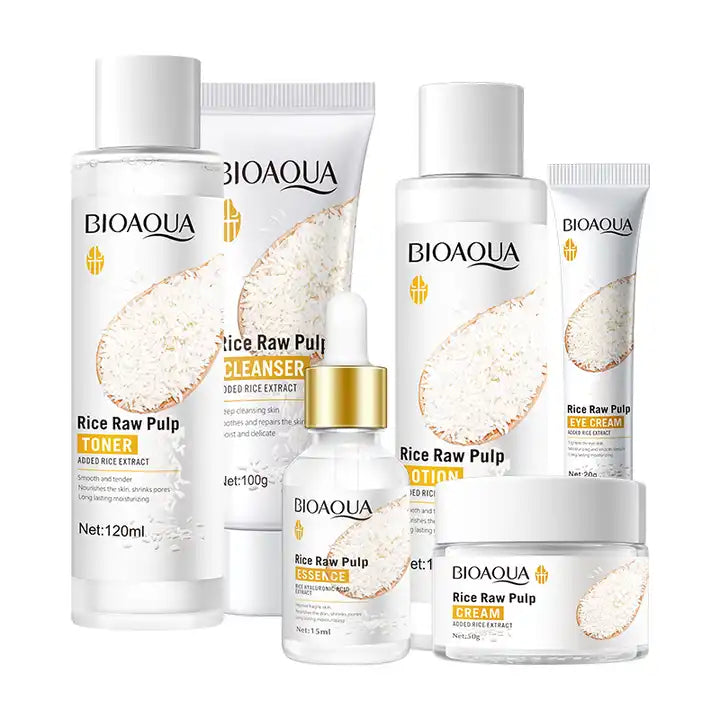 BioAqua Rice Raw Pulp Pack of 6 Whitening Skin Care Products Set