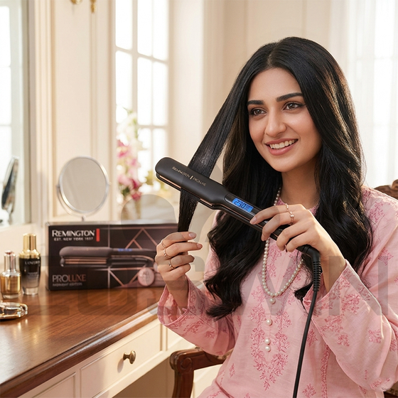 REMINGTON PROLUXE MIDNIGHT WIDE PLATE HAIR STRAIGHTENER S9150B