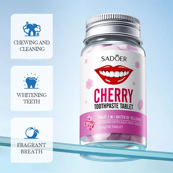 Sadoer Cherry Solid Toothpaste 2IN1 Tablet Whiten De-Yellowing
