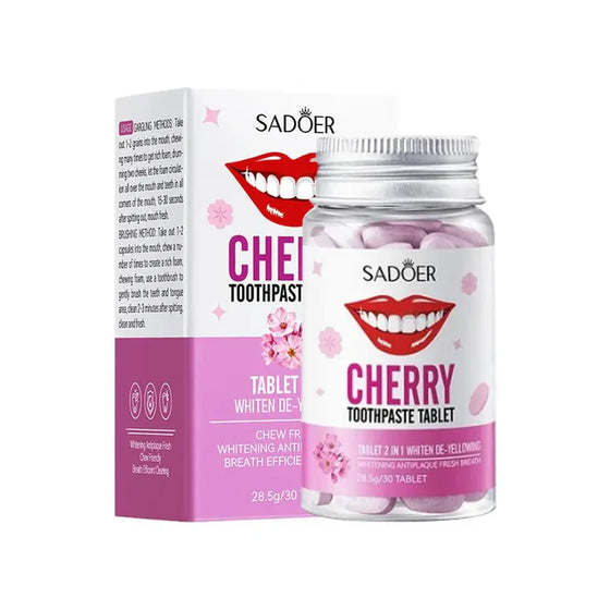 Sadoer Cherry Solid Toothpaste 2IN1 Tablet Whiten De-Yellowing