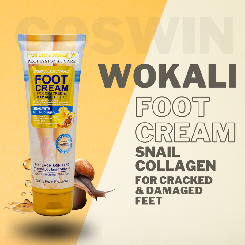 Wokali Foot Cream for Cracked & Damaged Feet with Snail Collagen 130ml