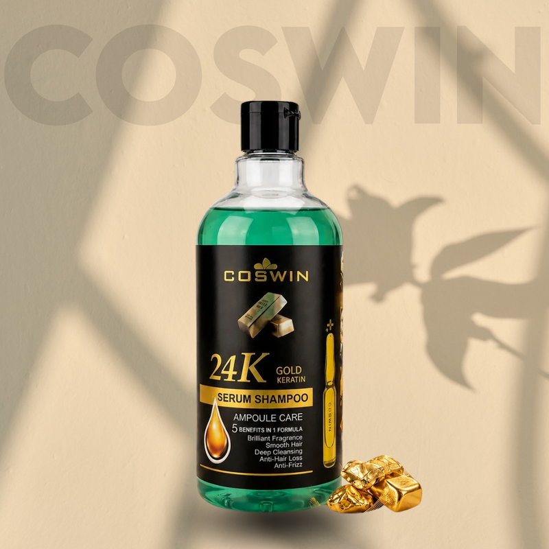 COSWIN 24K Gold Keratin Serum Shampoo – Ampoule Care Hair Repair & Anti-Frizz Formula