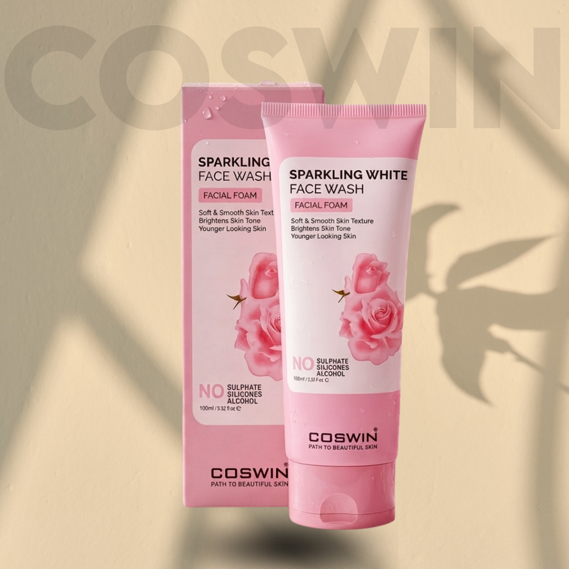 COSWIN Sparkling White Face Wash Facial Foam – Brightening & Gentle Exfoliating Formula