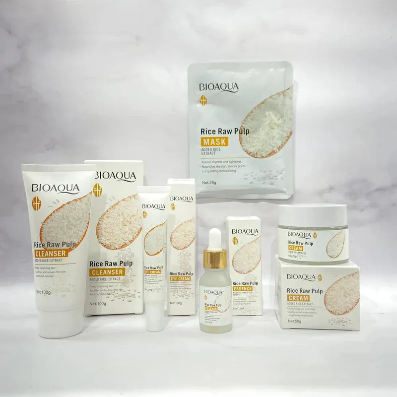 Bioaqua Pack of 5 Rice Raw Pulp Whitening Skincare Products Set – Coswin.pk