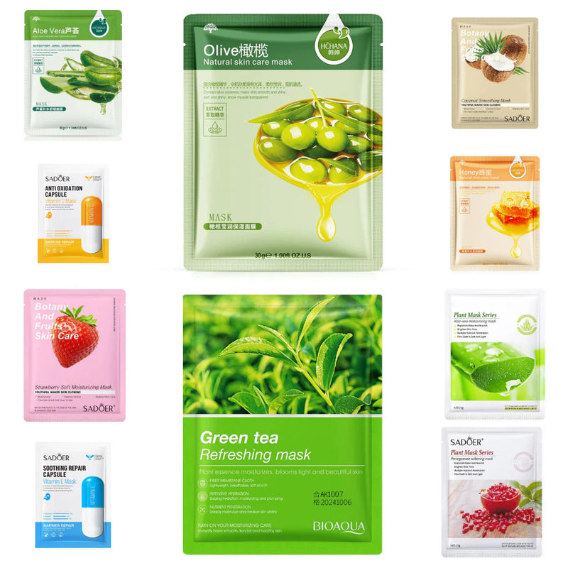 SADOER Pack of 12 Soothing Brightening Face Sheet Mask