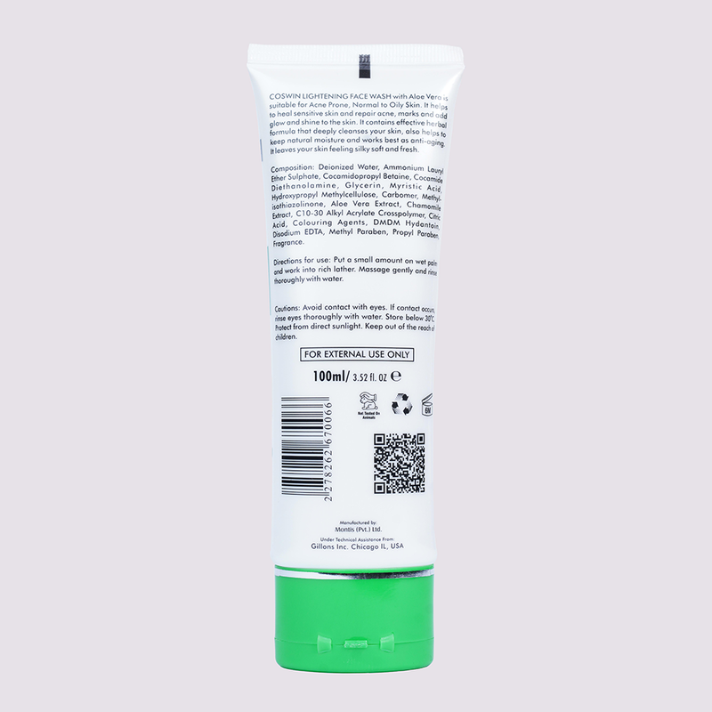 Coswin Extra Moisturizing Lightening Face Wash with Aloe Vera Extracts (100ml)