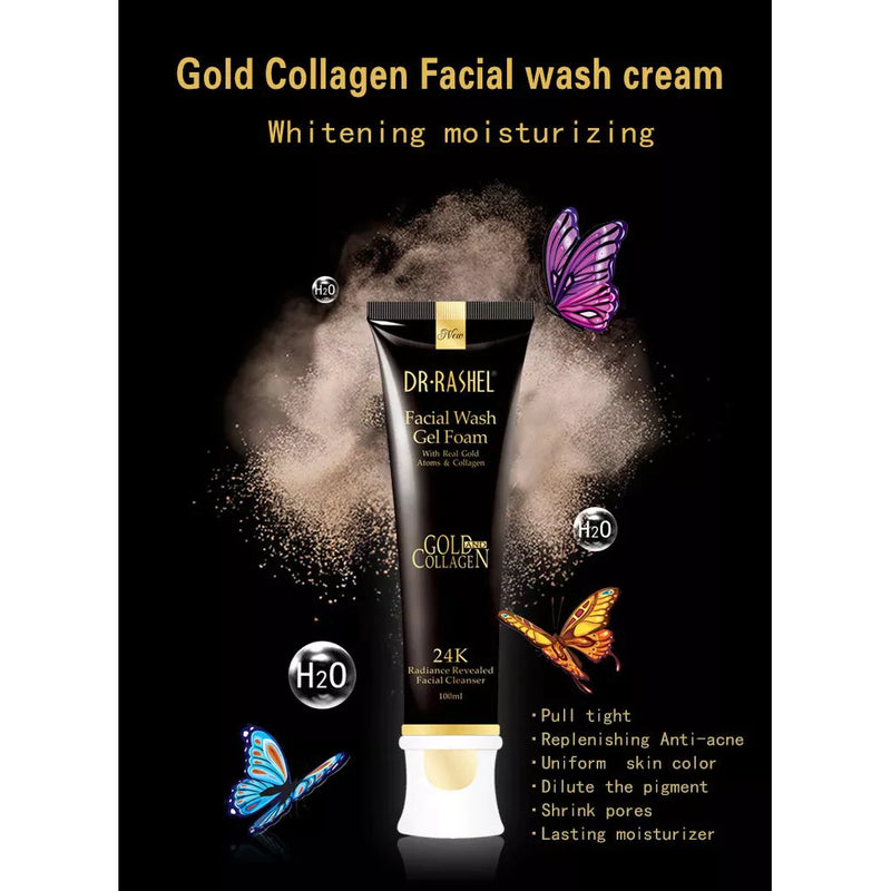 Dr. Rashel 24K Gold Facial Wash Gel Foam with Real Gold Atoms and Collagen