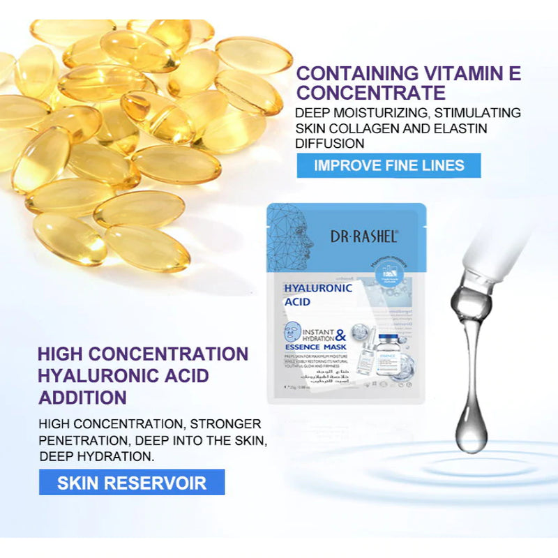 Dr Rashel Hyaluronic Acid Instant Hydration & Essence Mask (5 pieces)