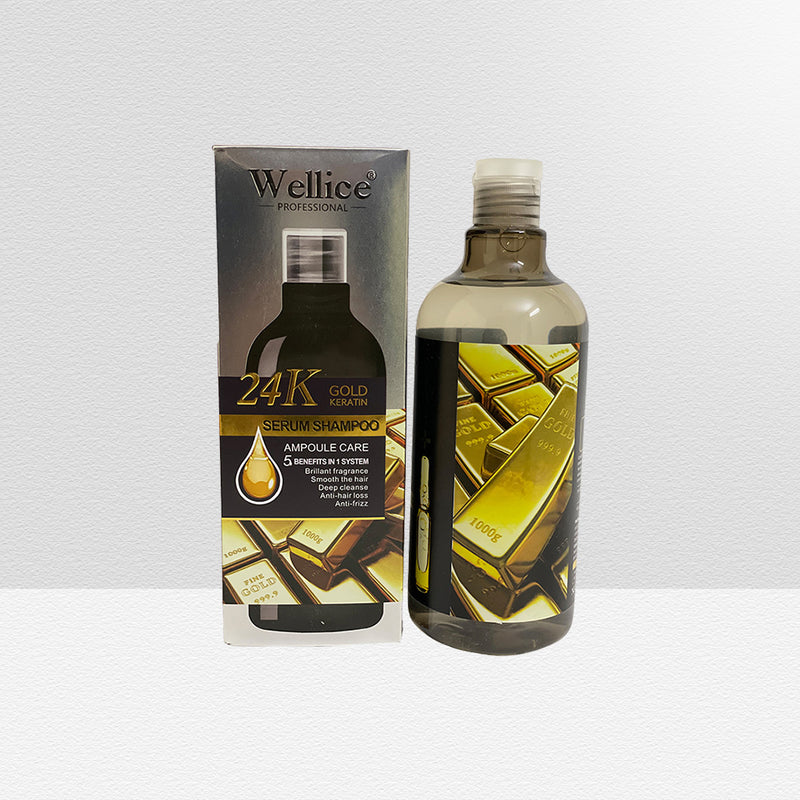 Wellice 24K Gold Keratin Shampoo & 24k Gold Hair Serum Deal
